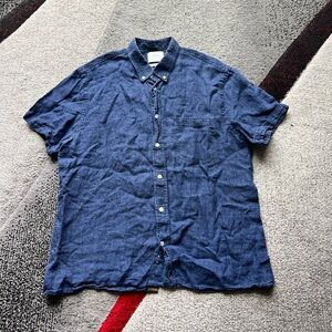 Billy Reid Blue Standard Fit Short Sleeve Shirt